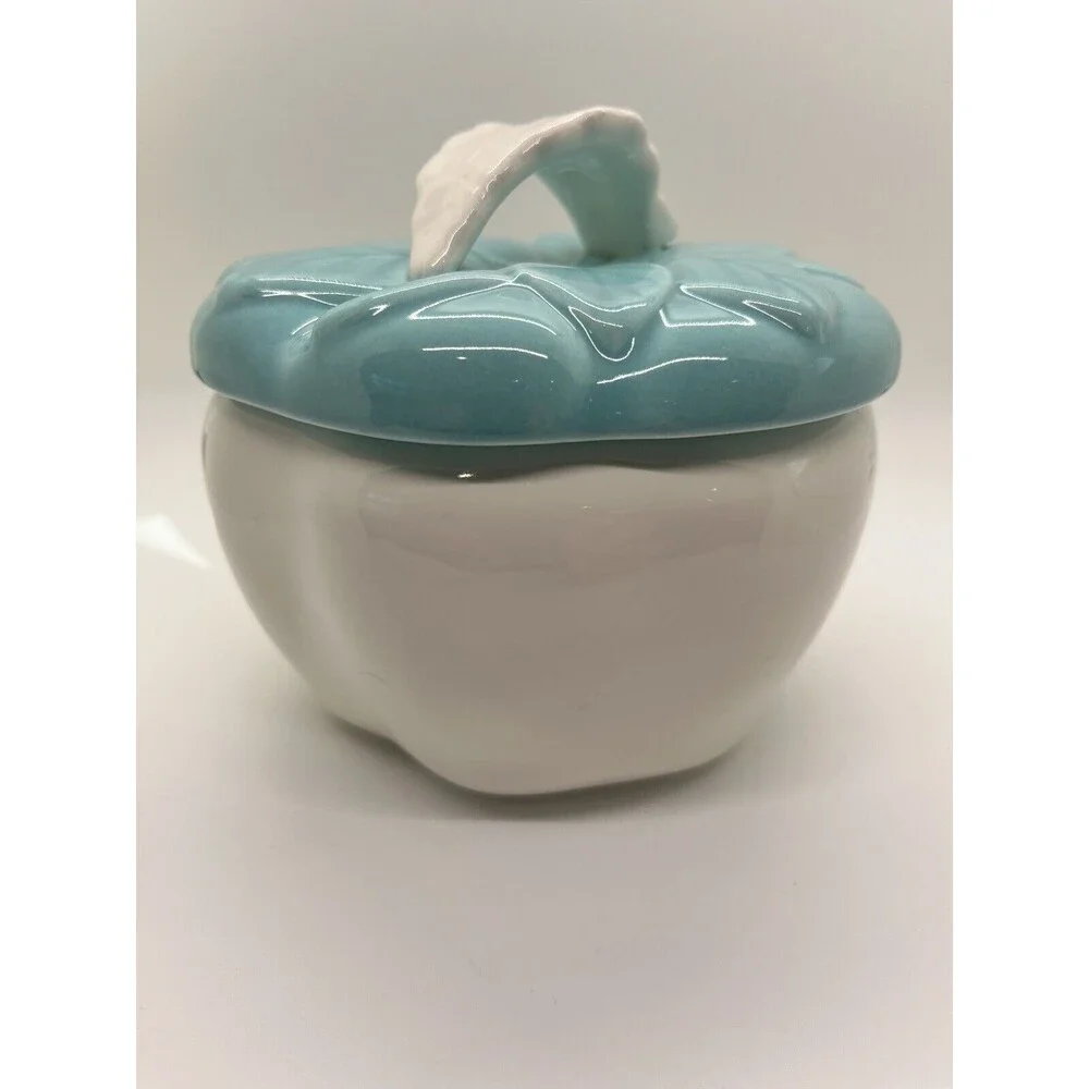 Ceramic Bowl w/Lid for Serving Dips Turquoise Hoenig California Pottery